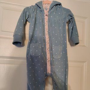 Blue Carters Long Sleeve Pajamas PJs 18 Months Baby Toddler Open Foot
